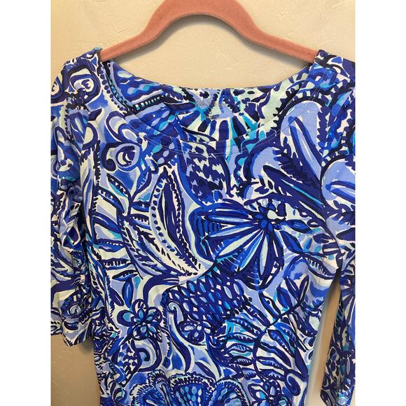 Lilly Pulitzer Hollee Blue Iris Midi Length Quarter Length Sleeve Blue Dress S - Picture 7 of 9